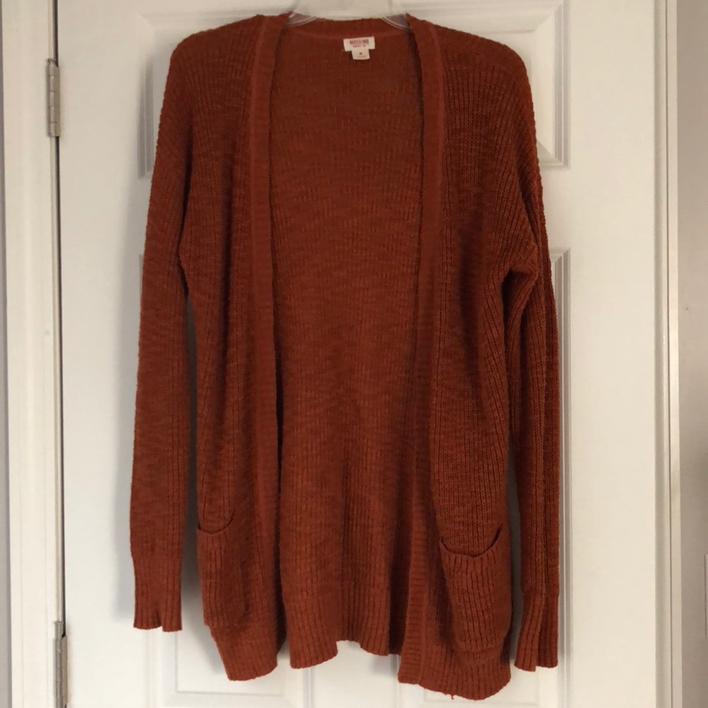 Long Open Ribbed Cardigan with Pockets